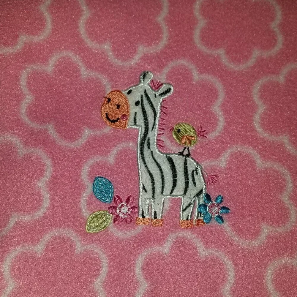 Little Bedding Nojo Zebra Pink Fleece Baby Blanket Lovey White Flowers Bird
